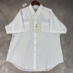 Ely Cattlemen Shirt Men's Size Xxl White Short Sleeve Pearl Snap Buttons NWT